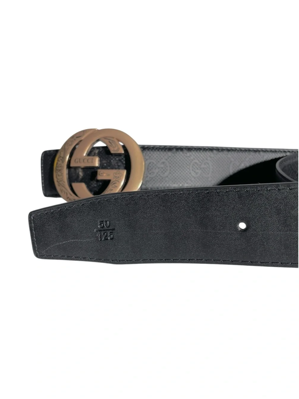 🖤 Men’s Elegant Black Monogram Belt with Gold Buckle 🖤